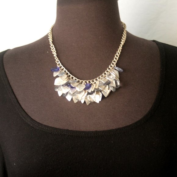 Layered Leaves & Crystals Necklace - Picture 2 of 2